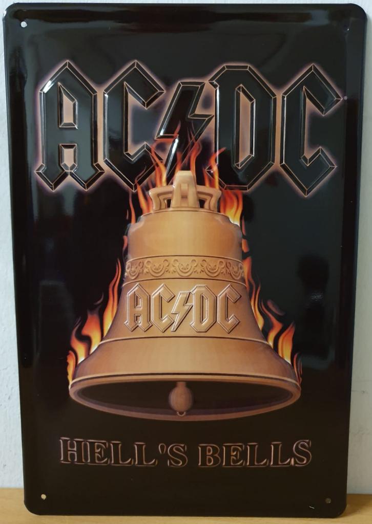 ACDC Hells Bells relief reclamebord van metaal wandbord deco, Info@deconoord.nl, Deco Noord, Nieuw, Ophalen of Verzenden