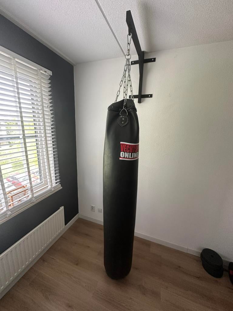 Bokszak 180 cm incl beugel en bokshandschoenen, Sport en Fitness, Ophalen, Zo goed als nieuw, Bokszak