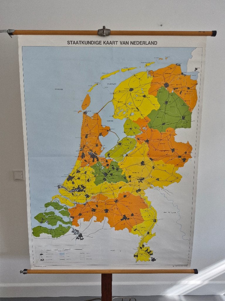 Mooie vintage schoolkaart van Nederland, Ophalen of Verzenden, Aardrijkskunde