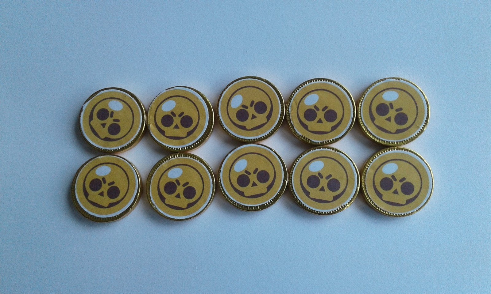 Set van 10 Brawl Stars traktatie chocolademunten, Ophalen of Verzenden, Nieuw, Versiering, Verjaardag