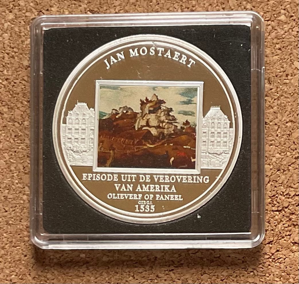 Penning Rijksmuseum - Jan Mostaert - Verovering van Amerika, Ophalen of Verzenden, Overige materialen, Nederland