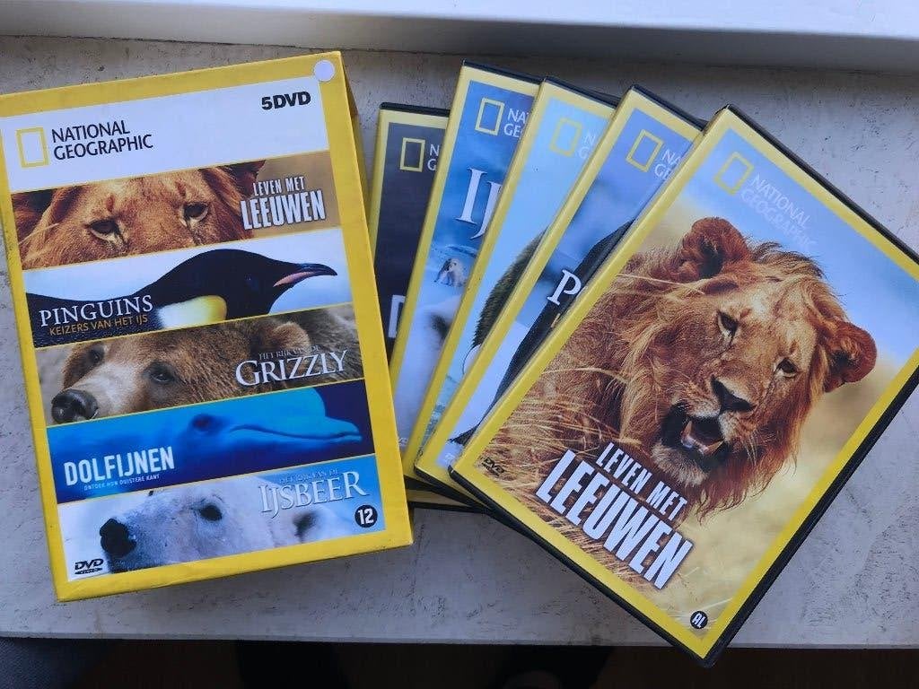 National Geographic (5 DVD Box) o.a. Dolfijnen Leeuw IJsbeer, Engels, Nederlands, Natuur, Ophalen of Verzenden