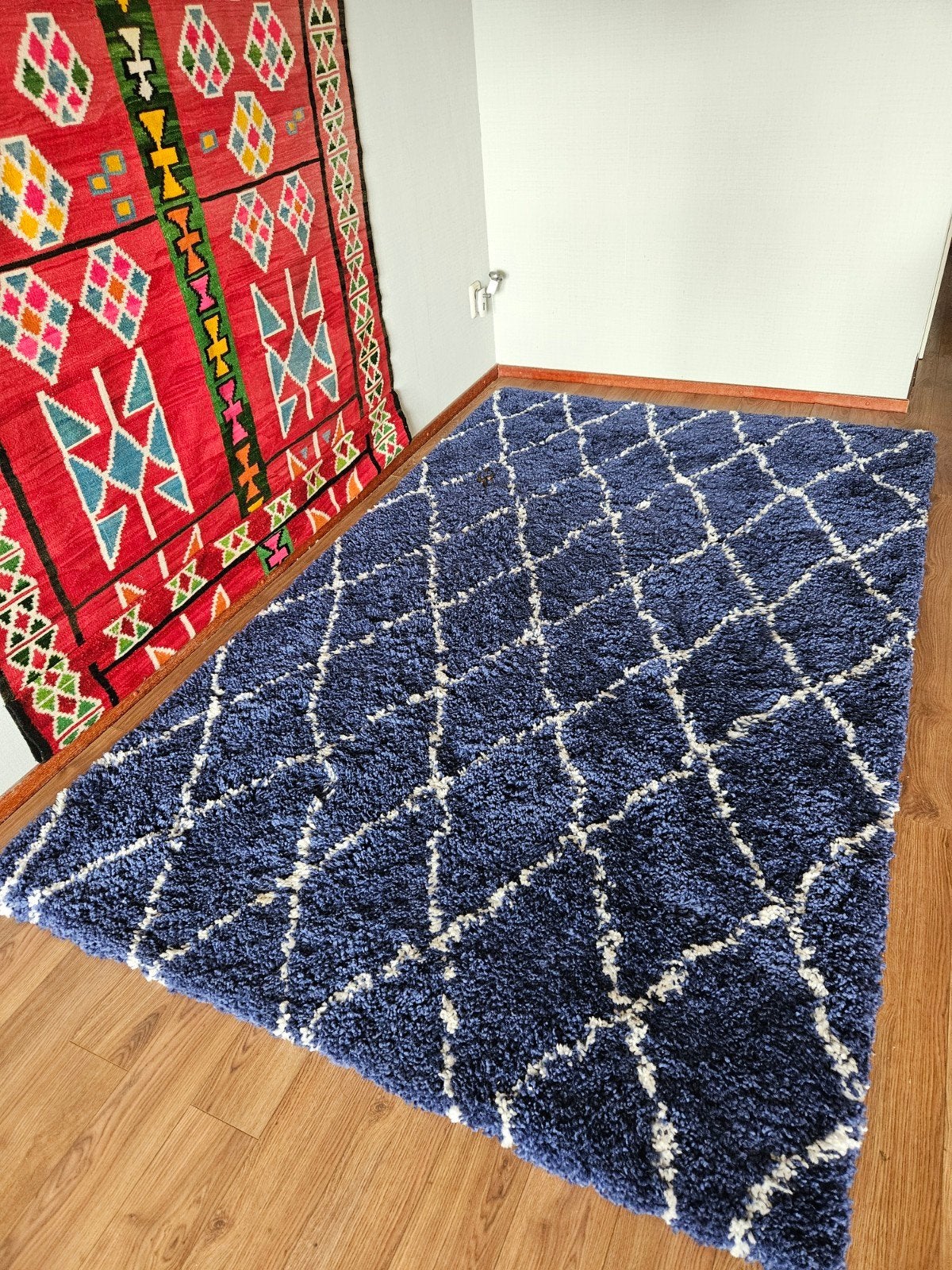 Vloerkleed, Ophalen, Blauw, 200 cm of meer, Zo goed als nieuw