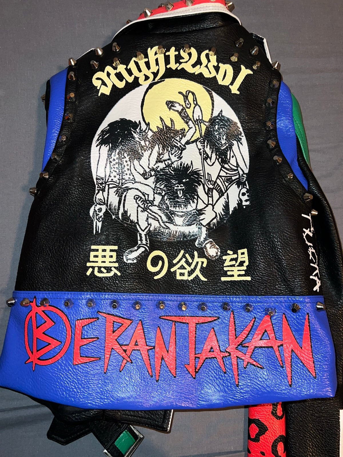 Unieke gepersonaliseerde punk leren jas - Maat S, Ophalen, Nieuw, Maat 36 (S), Meerkleurig