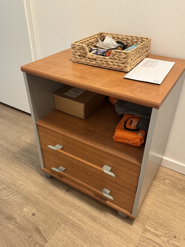 Ladekastje houtlook/grijs - 49 x 40 x 58 cm, Ophalen, Minder dan 50 cm, Gebruikt, 1 of 2 laden