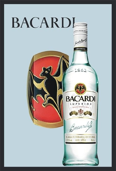Bacardi fles logo reclame spiegel wanddeco decoratie deco, Reclamebord, Info@deconoord.nl, Deco Noord, Nieuw
