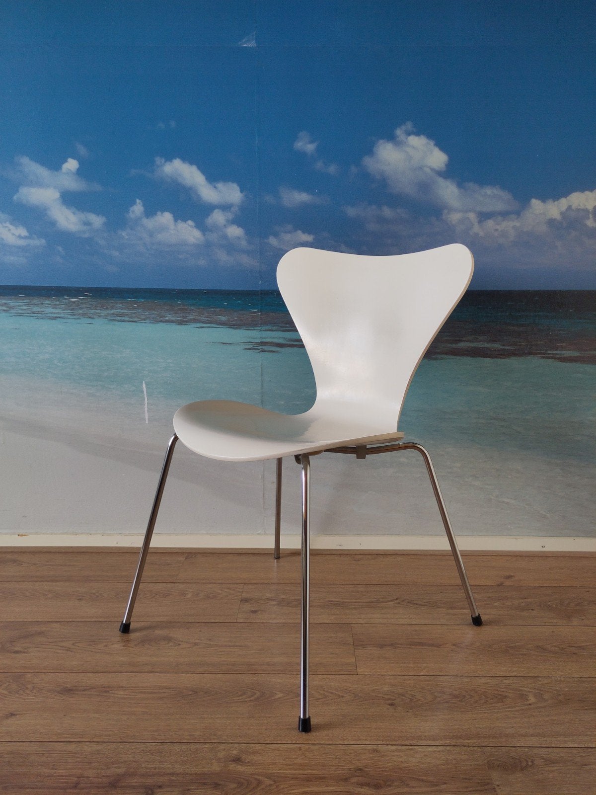 2x vintage eetkamerstoel 3107 stoel Fritz Hansen FH Jacobsen, Gebruikt, Twee, ., Wit