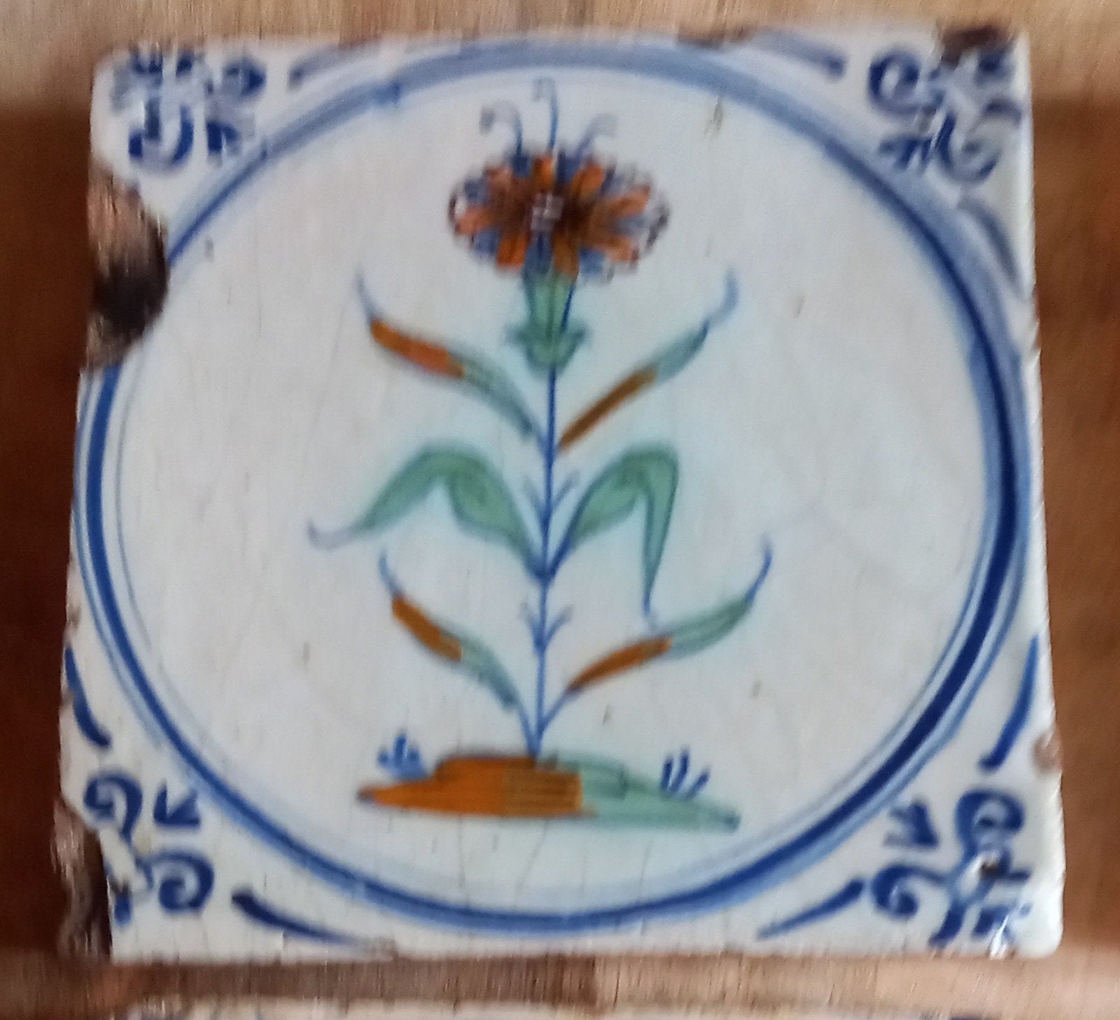 17e eeuwse tegel bloem, Antiek en Kunst, Ophalen of Verzenden