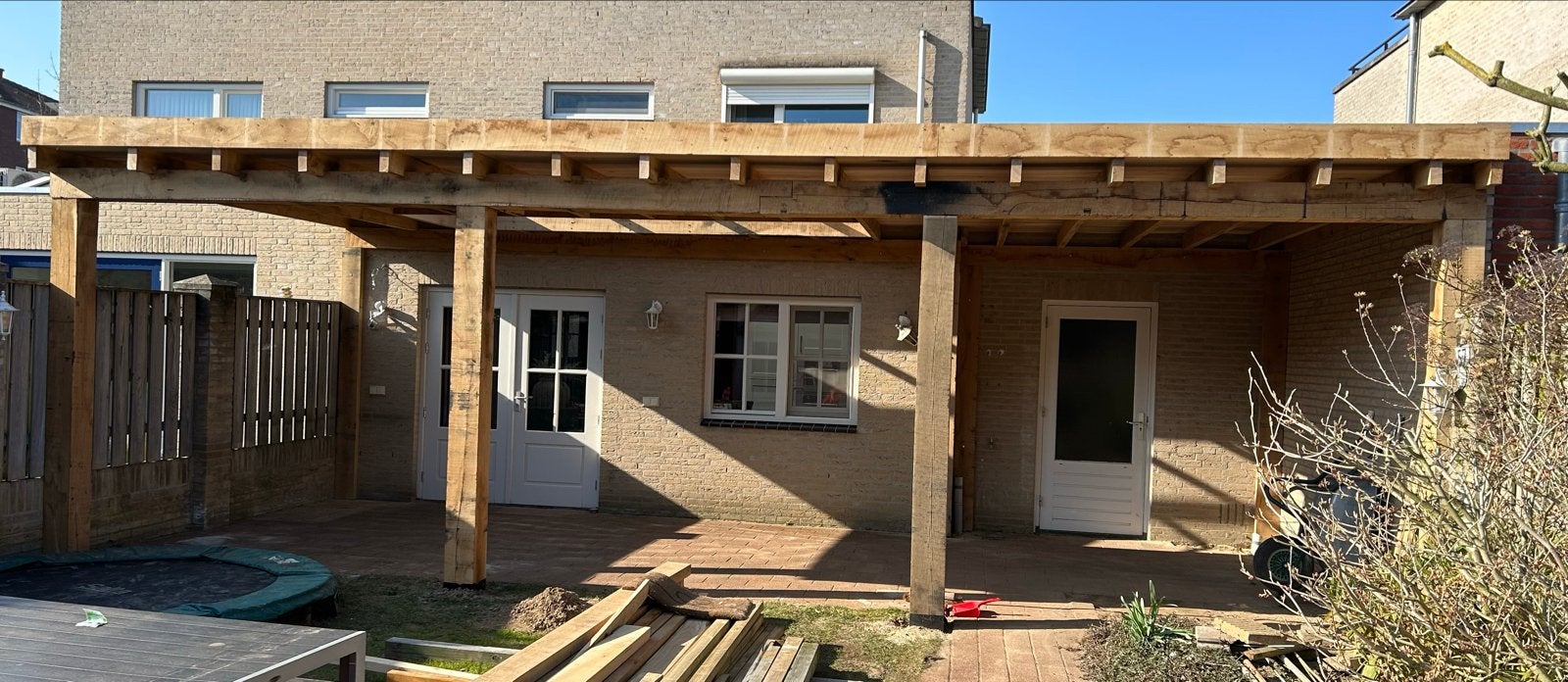 Eiken overkapping 9x4,2m (onbehandeld), Tuin en Terras, Overkappingen, Ophalen of Verzenden, Gebruikt, Overige typen