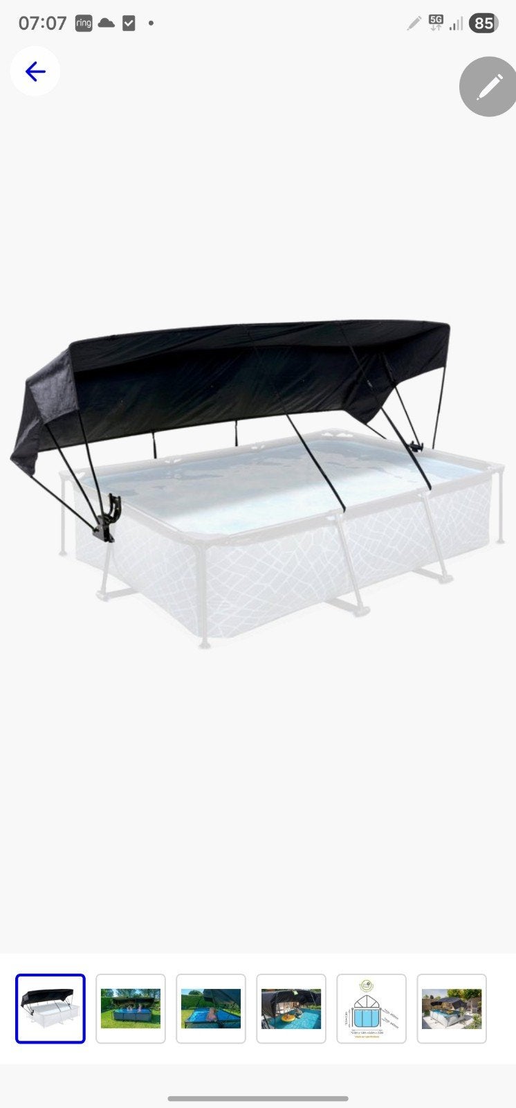 Nieuwe schaduwdoek 300x200cm - universeel, Ophalen, Minder dan 80 cm, Nieuw, Opzetzwembad