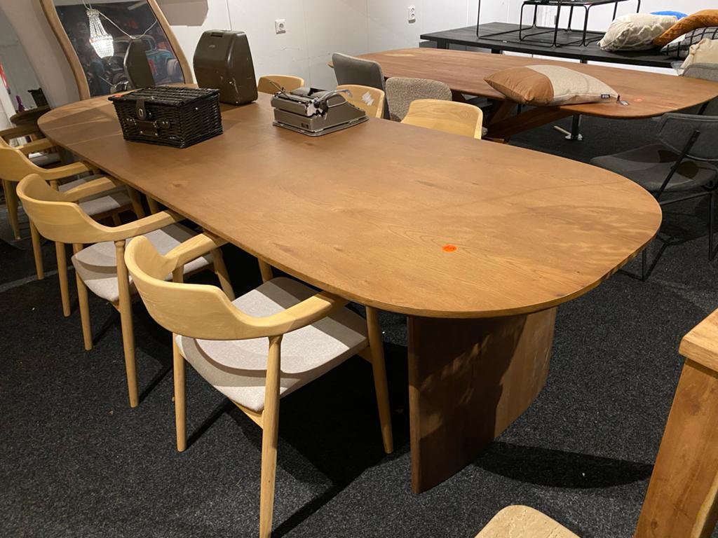 Deense Ovale Eiken Eettafel 300x100 cm - Lichtbruin, Ophalen, 100 tot 150 cm, Eikenhout, Vijf personen of meer