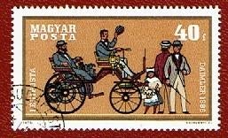 Auto's - Hongarije - 40f -  "Daimler 1886" - gebr, Ophalen of Verzenden, Gestempeld, Auto's