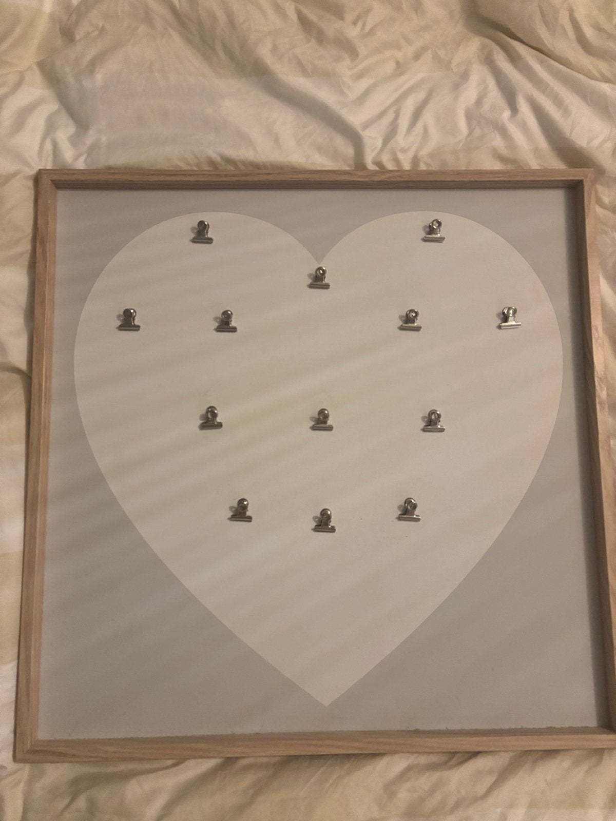 Fotolijst met hart en clips 60x60 cm, Ophalen, Bruin, 60 cm, Zo goed als nieuw