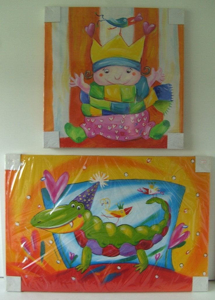 KINDER SCHILDERIJ COLLECTIE 2 STUKS VOOR ZACHT PRIJSJE!, -, Jongen of Meisje, -, Nieuw
