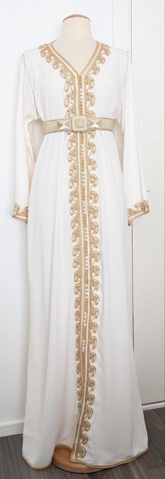 Marokkaanse jurk/kaftan voor handvraging en verloving, Maat 38/40 (M), Overige typen, Wit, Nieuw