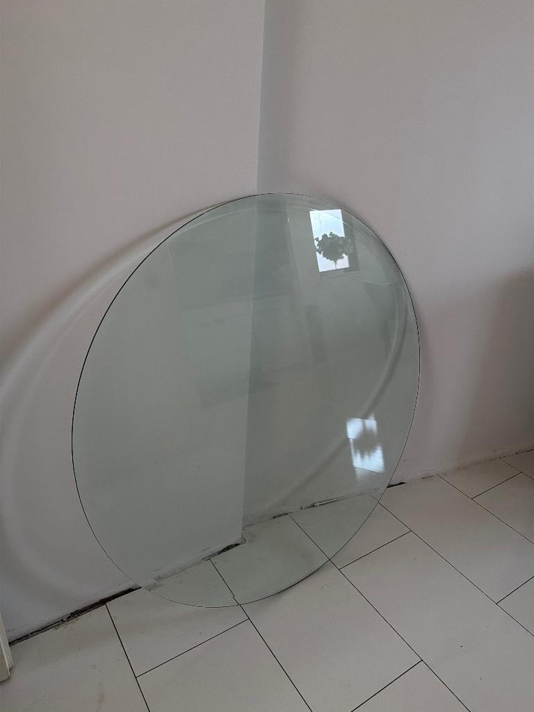 Ronde glazen tafelblad, Ophalen, Minder dan 80 cm, Minder dan 80 cm, Zo goed als nieuw