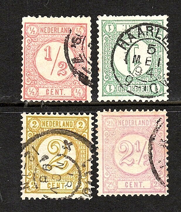 nvph 30-33 cijferzegels 1876-1894 gebruikt zie scan 063, Ophalen of Verzenden, T/m 1940, Gestempeld