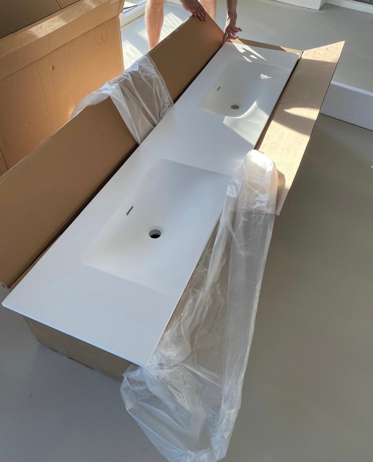 Brauer Glacier wastafelblad 200 cm met productiefouten, Ophalen, Nieuw, 200 cm of meer, Wasbak of Wastafel