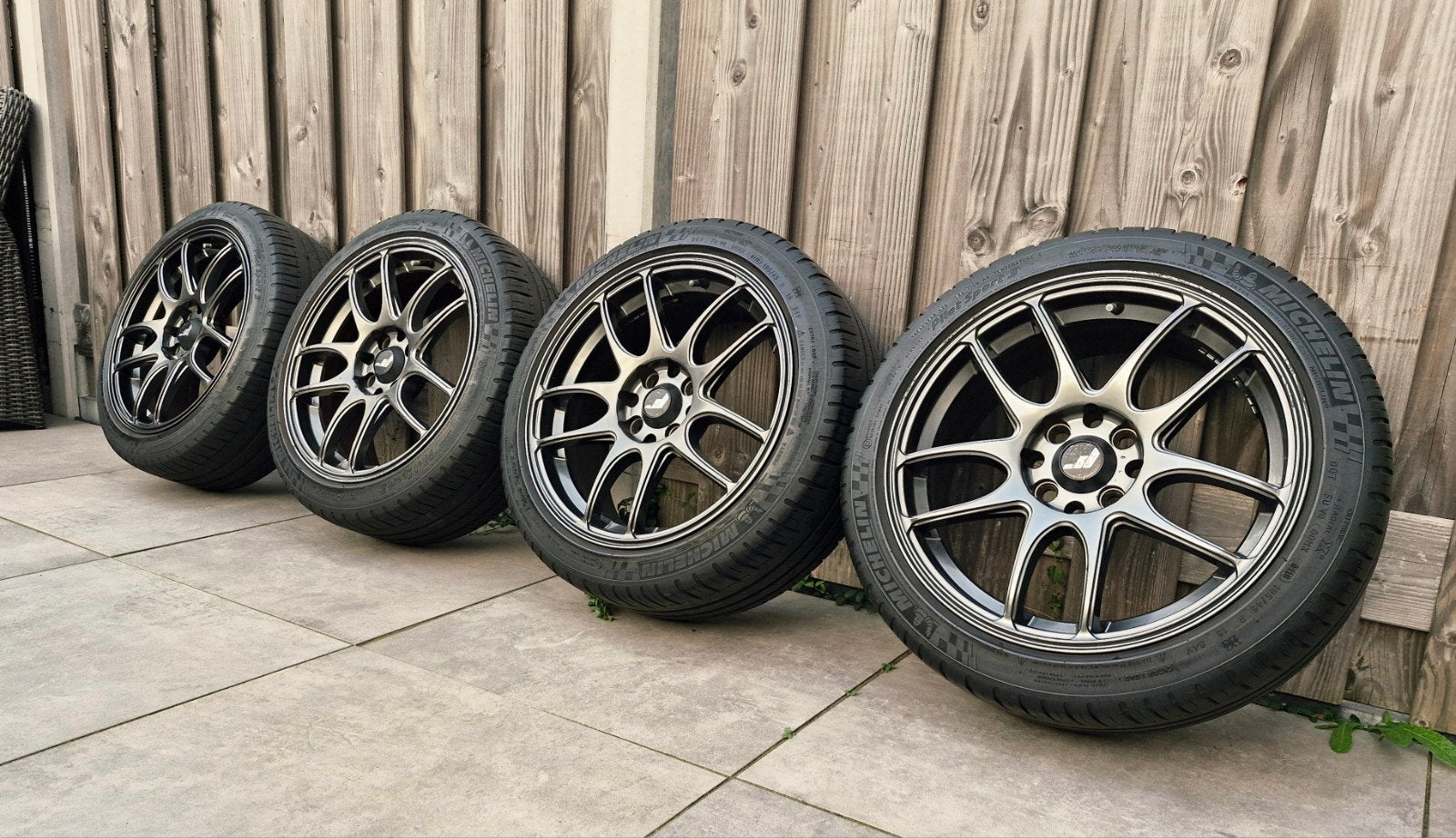 ❗️SUPERDIKKE 4x100 Japan Racing velgen inc zomerbanden, Auto-onderdelen, Ophalen, Gebruikt, 16 inch, Banden en Velgen