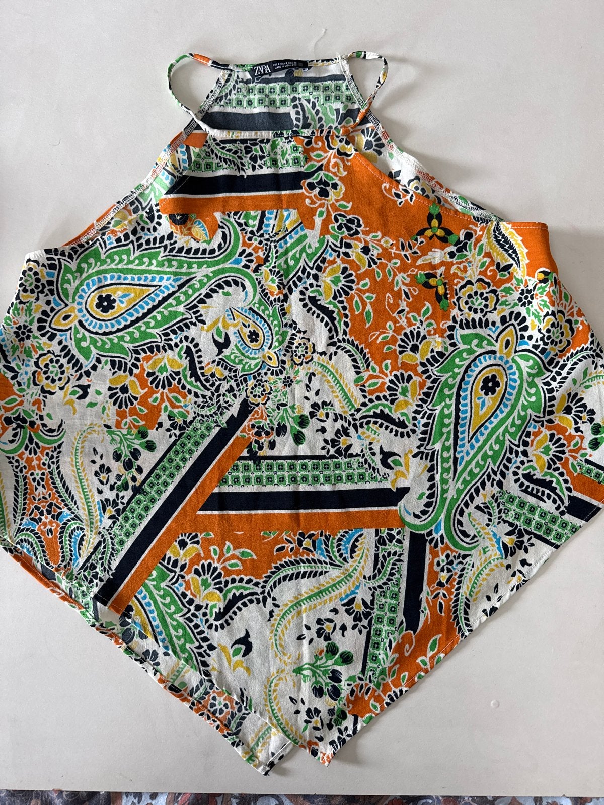 Zara Haltertop met Paisley Print - Maat S, Oranje, Ophalen of Verzenden, Zo goed als nieuw, Maat 36 (S)