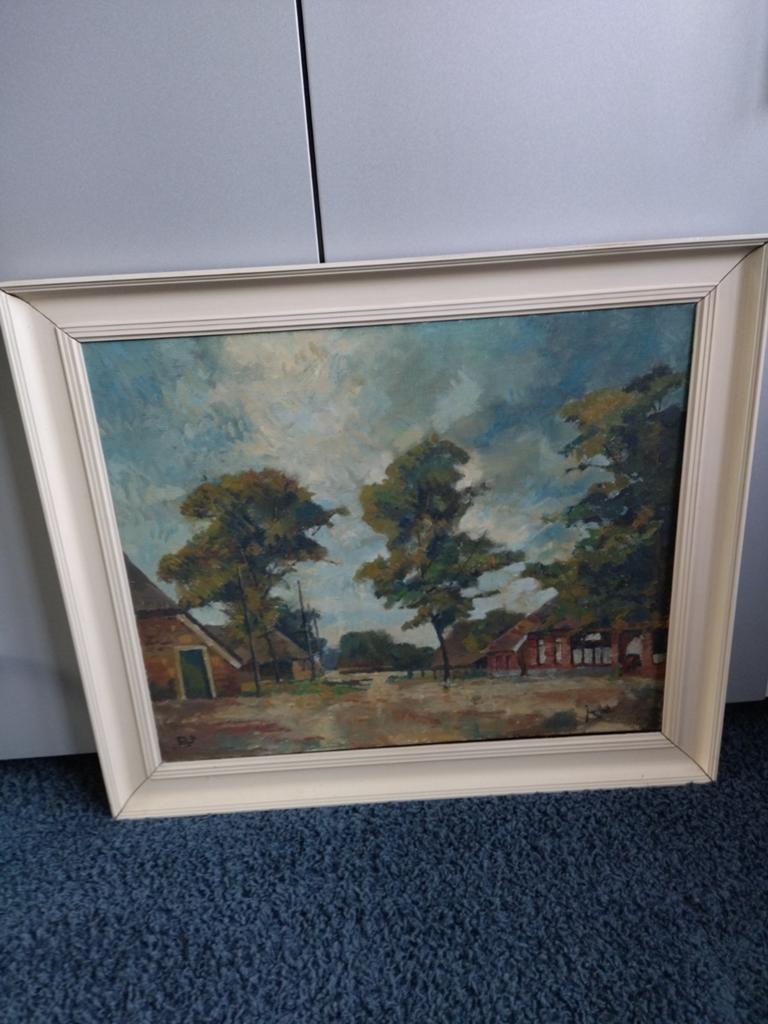 Olieverfschilderij / Elp-Drenthe, Antiek en Kunst, Kunst | Schilderijen | Klassiek, Ophalen of Verzenden