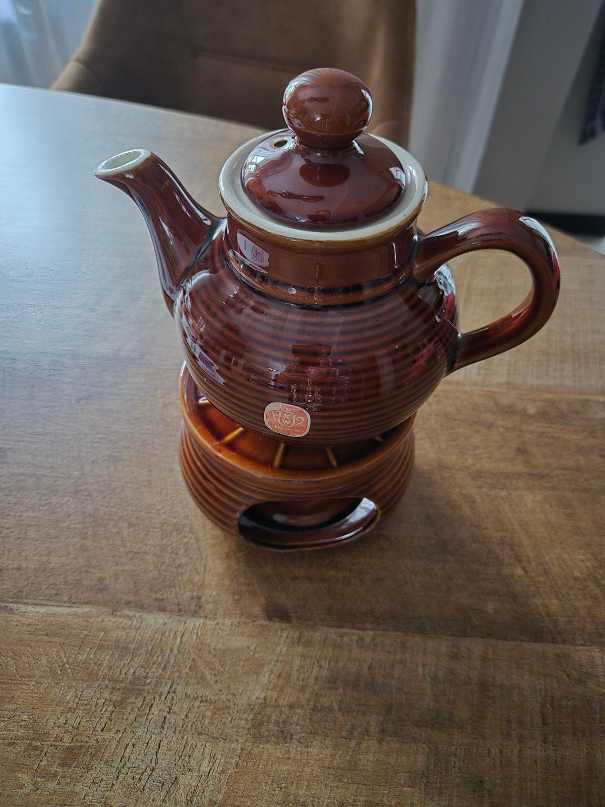 Oud en puntgaaf theesetje met theepot en theelicht, Antiek en Kunst, Ophalen of Verzenden