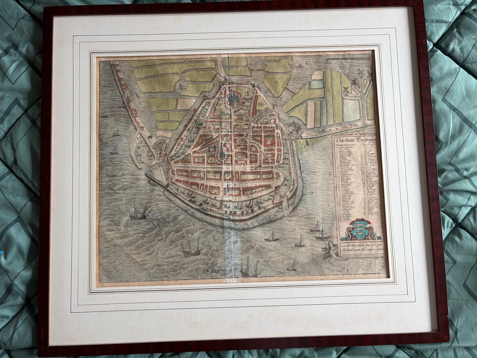 Antieke stadsplattegrond Enkhuizen, Braun & Hogenberg, 1587, Gelezen, Voor 1800, Ophalen of Verzenden, Landkaart