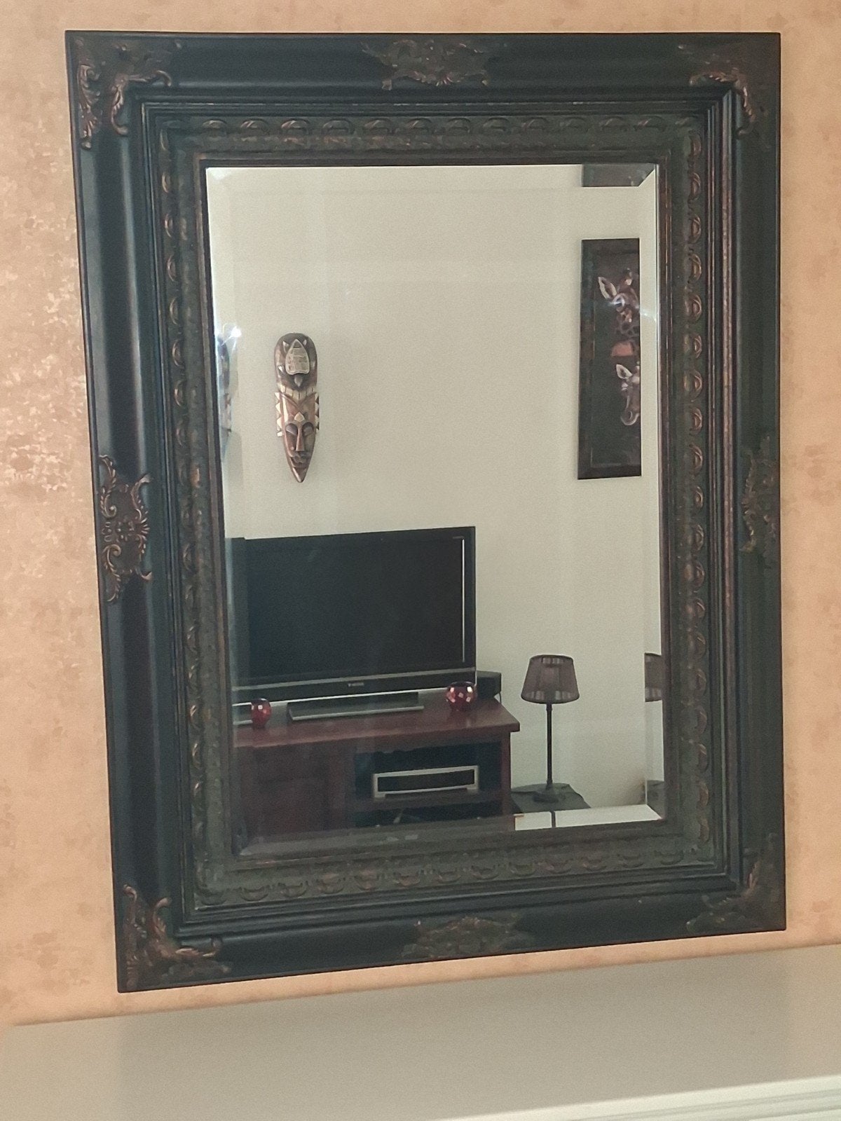 Decoratieve spiegel met sierlijke lijst, Ophalen, Rechthoekig, 50 tot 100 cm, 100 tot 150 cm