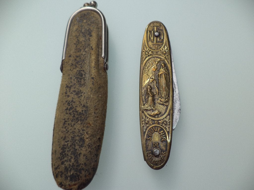 oorlog WW I zakmes soldaat Pelgrimage bedevaart OLV LOURDES, Ophalen of Verzenden