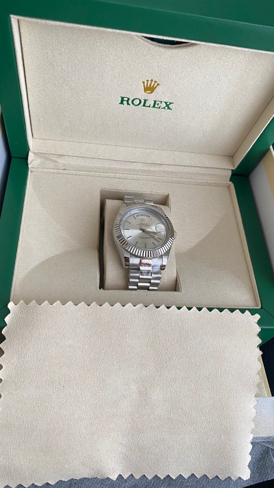 Rolex Day-Date zilver, Ophalen of Verzenden, Zo goed als nieuw, Staal, Rolex