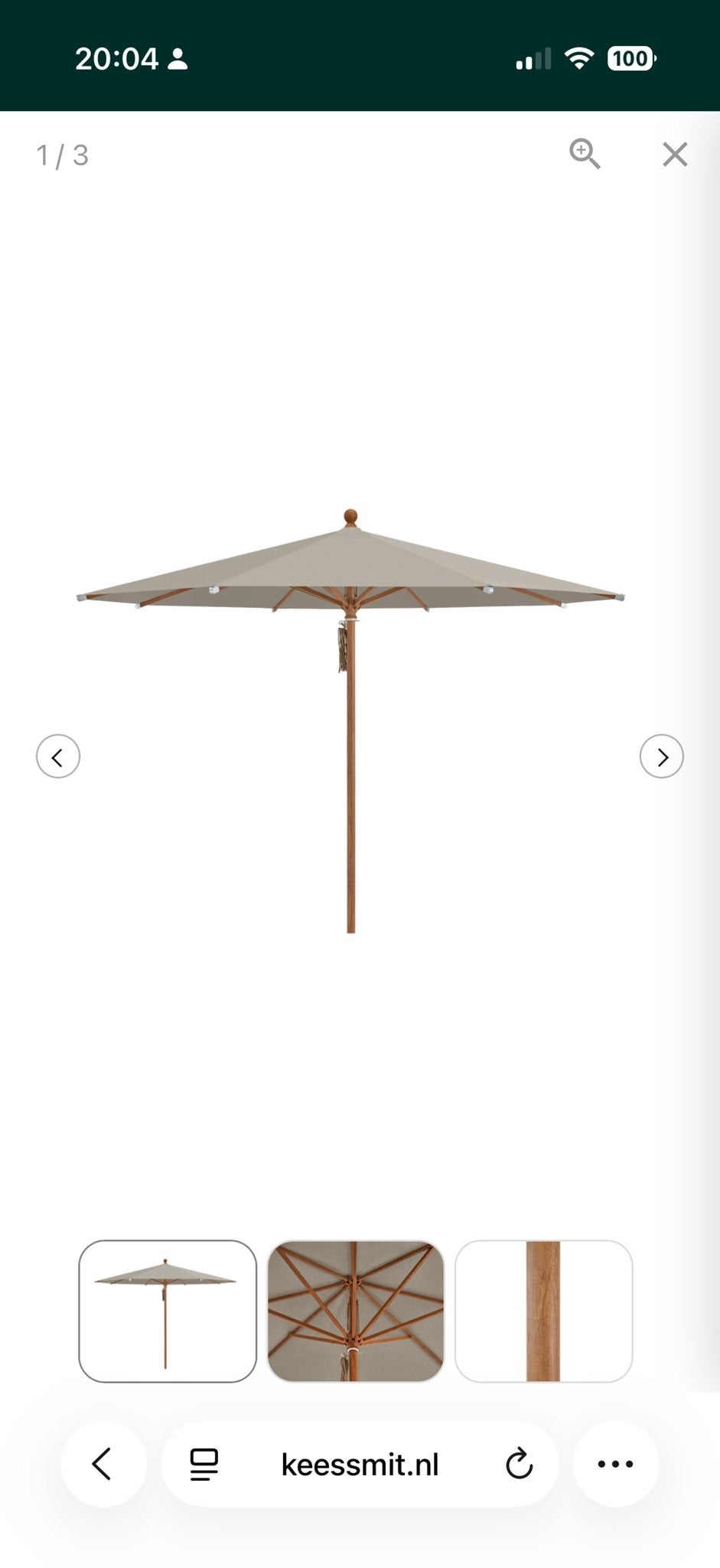Doek voor Glatz Piazino Parasol - taupe 250 cm, Ophalen of Verzenden, Nieuw, 2 tot 3 meter, Overige typen