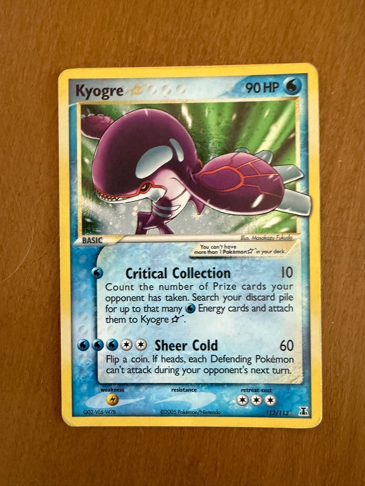 Gold Star Kyogre Pokemon 112/113 Delta Species PO/PL, Ophalen of Verzenden, Gebruikt, Losse kaart, Foil