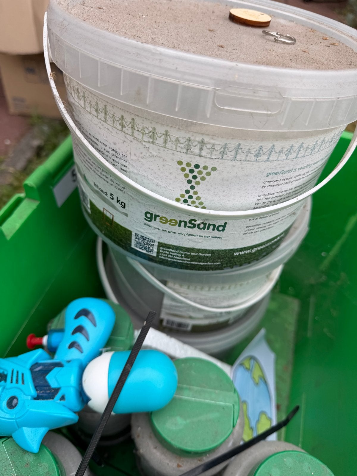GreenSand Olivijn Bodemverbeteraar - 4x 5kg emmers, 5x 2kg, Ophalen, Nieuw, 20 m² of meer, Gras
