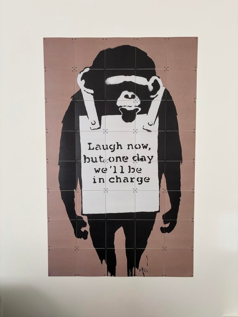 IXIX Banksy "Laugh Now" wanddecoratie 100x160cm, Ophalen, Meerkleurig, Wandbord of Wandpaneel, Kunststof