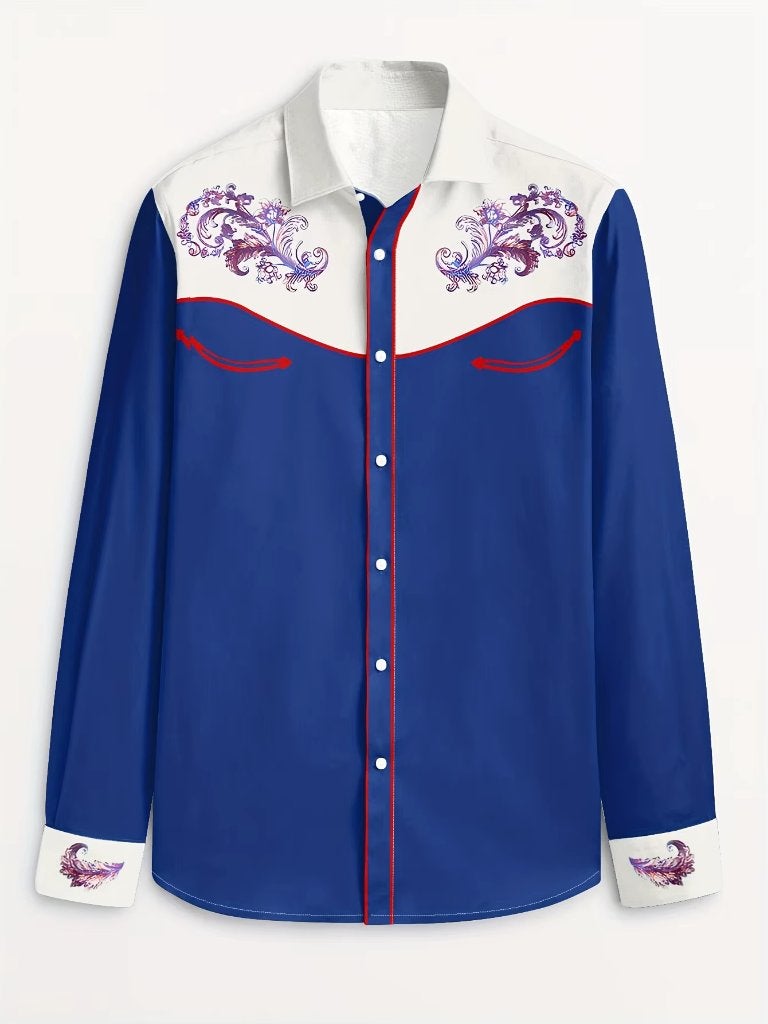 Heren blauw wit cowboy overhemd, Verzenden, Nieuw, Meerkleurig, Overige halswijdtes