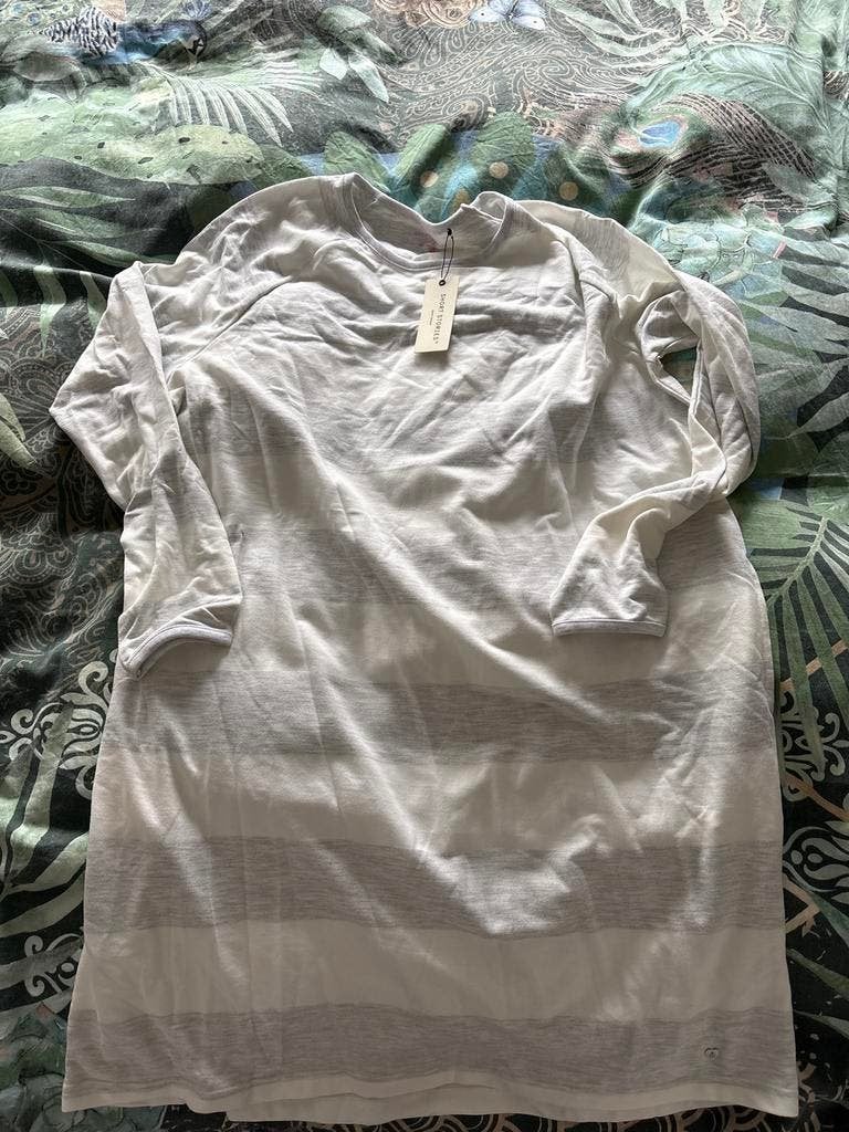 Short Stories Wit/Grijs Gestreepte Lange Mouw Shirt, Kleding | Dames, T-shirts, Verzenden, Wit, Maat 42/44 (L), Nieuw