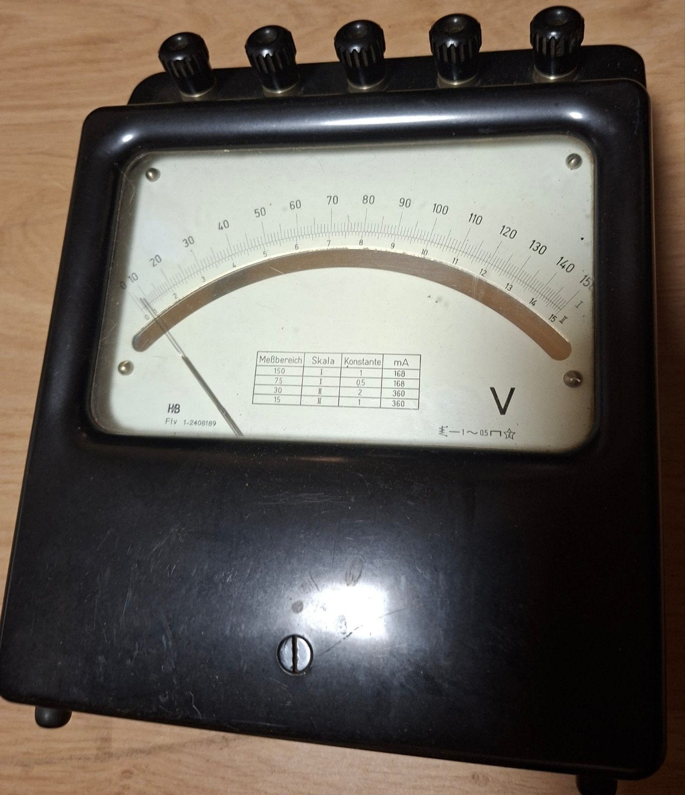 Vintage Voltmeter HB Flv 1-2400189 - Analoog Meetinstrument, Ophalen of Verzenden