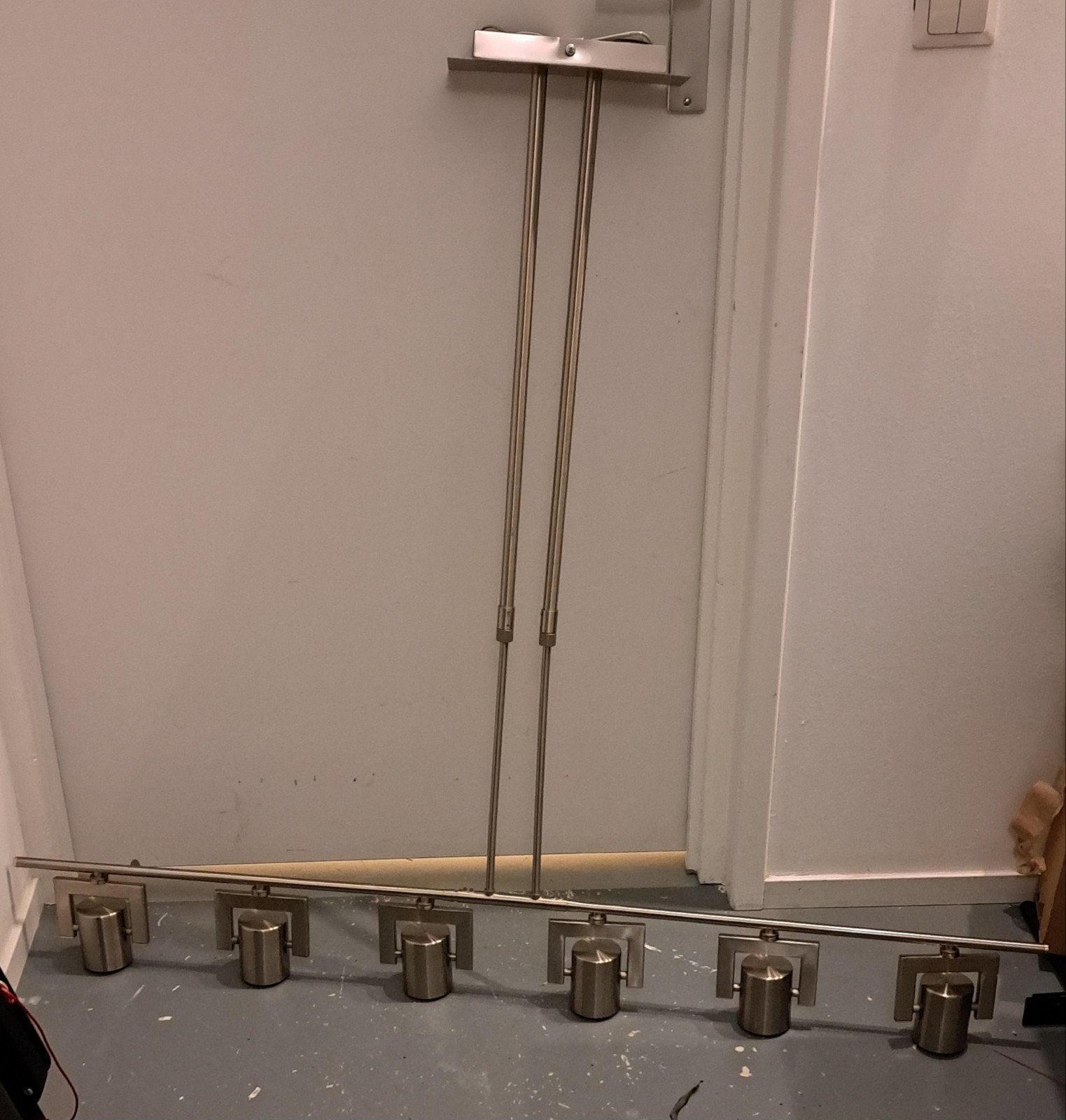 Plafond lamp met 6 spots. RVS., Ophalen