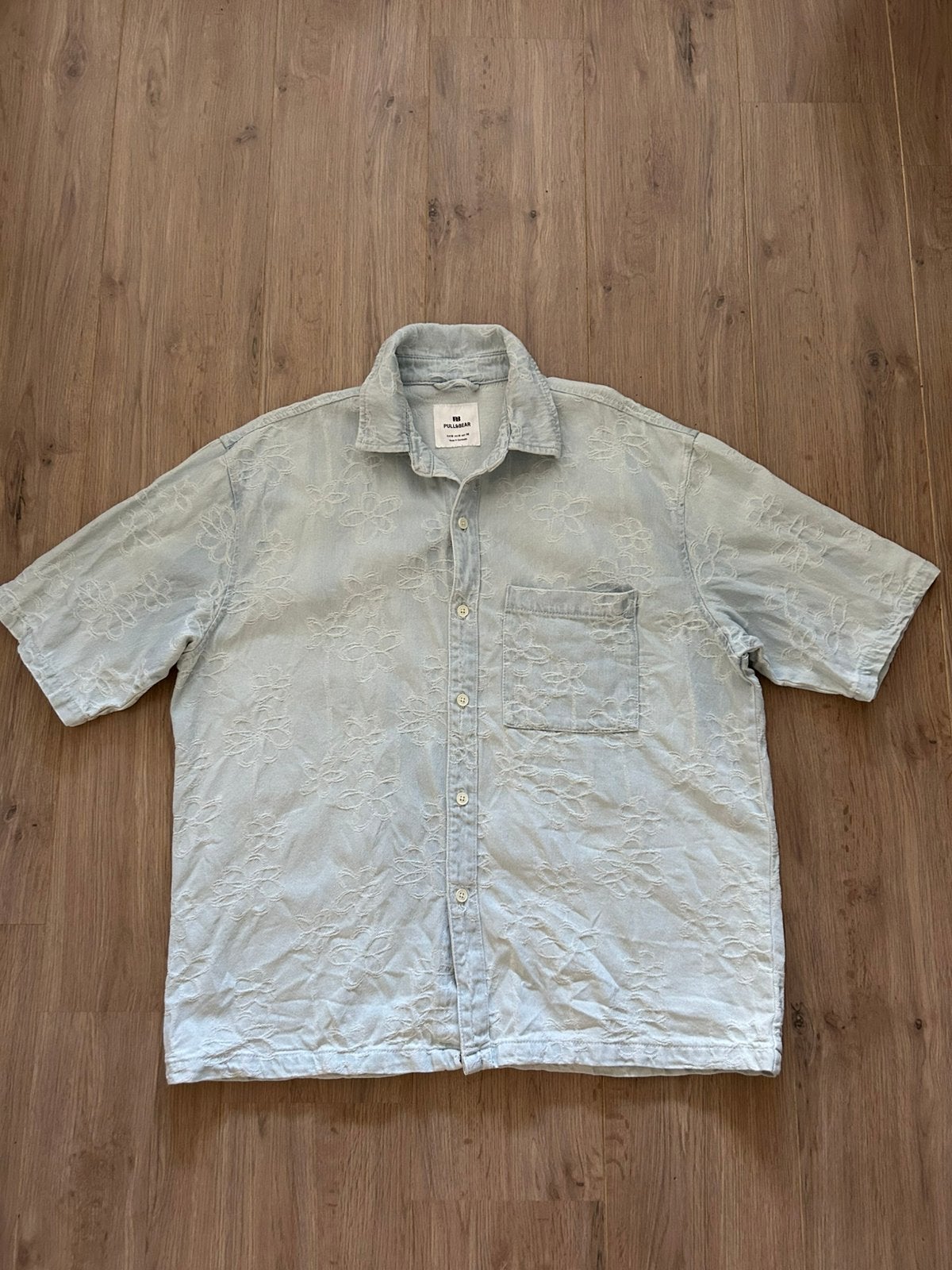 Overhemd pull & bear maat M, Ophalen of Verzenden, Gedragen, Blauw, Halswijdte 39/40 (M)