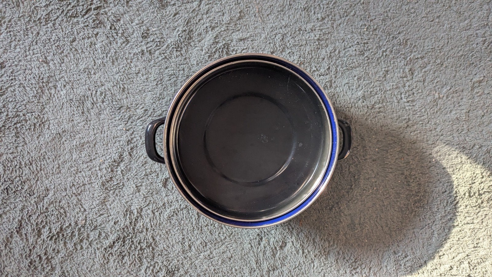 BK Fortalit Kookpan - Zwart/Blauw - Geschikt voor Inductie, Gebruikt, Met deksel, BK, Ophalen of Verzenden