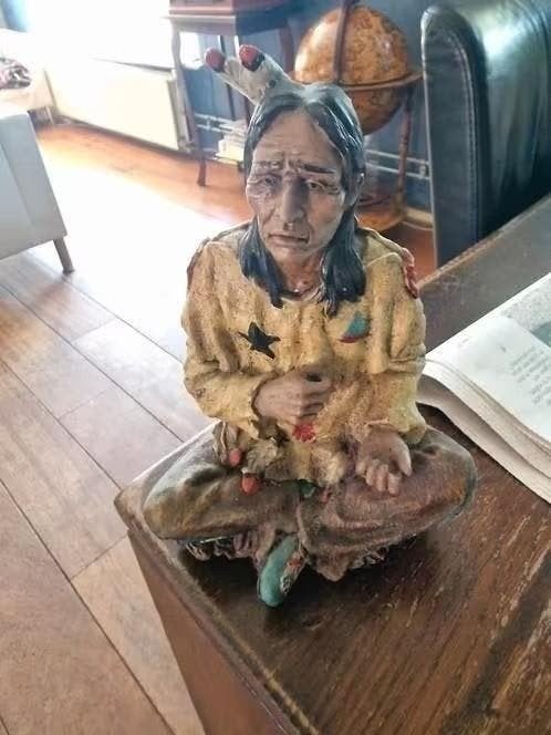 Vintage Indianen beeld - 22 cm, Antiek en Kunst, Ophalen of Verzenden