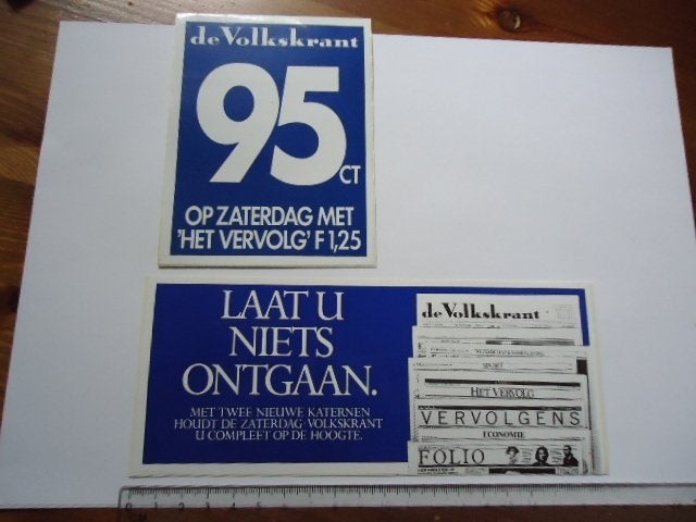 sticker oud Volkskrant krant dagblad 95 cent retro mokum, Verzenden, Zo goed als nieuw, Bedrijf of Vereniging