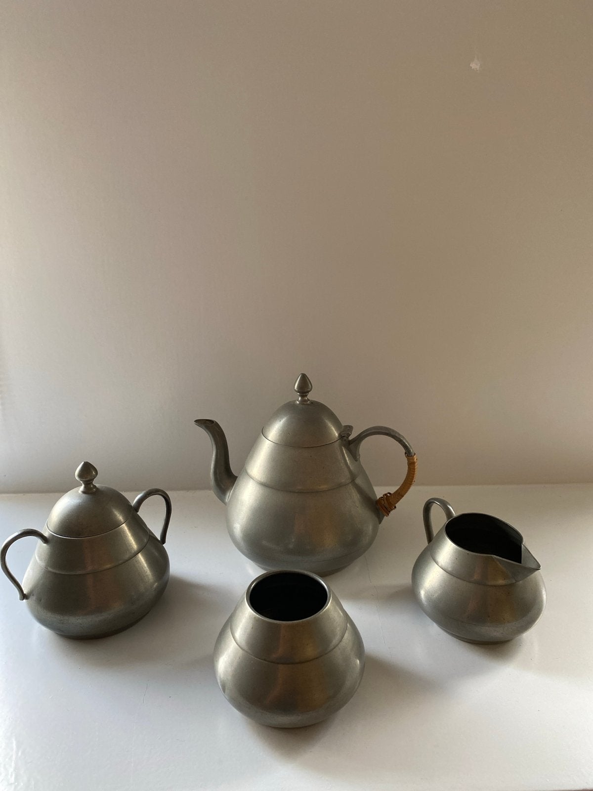 Vintage Tinnen Theeservies - Compleet en Authentiek, Antiek en Kunst, Ophalen of Verzenden