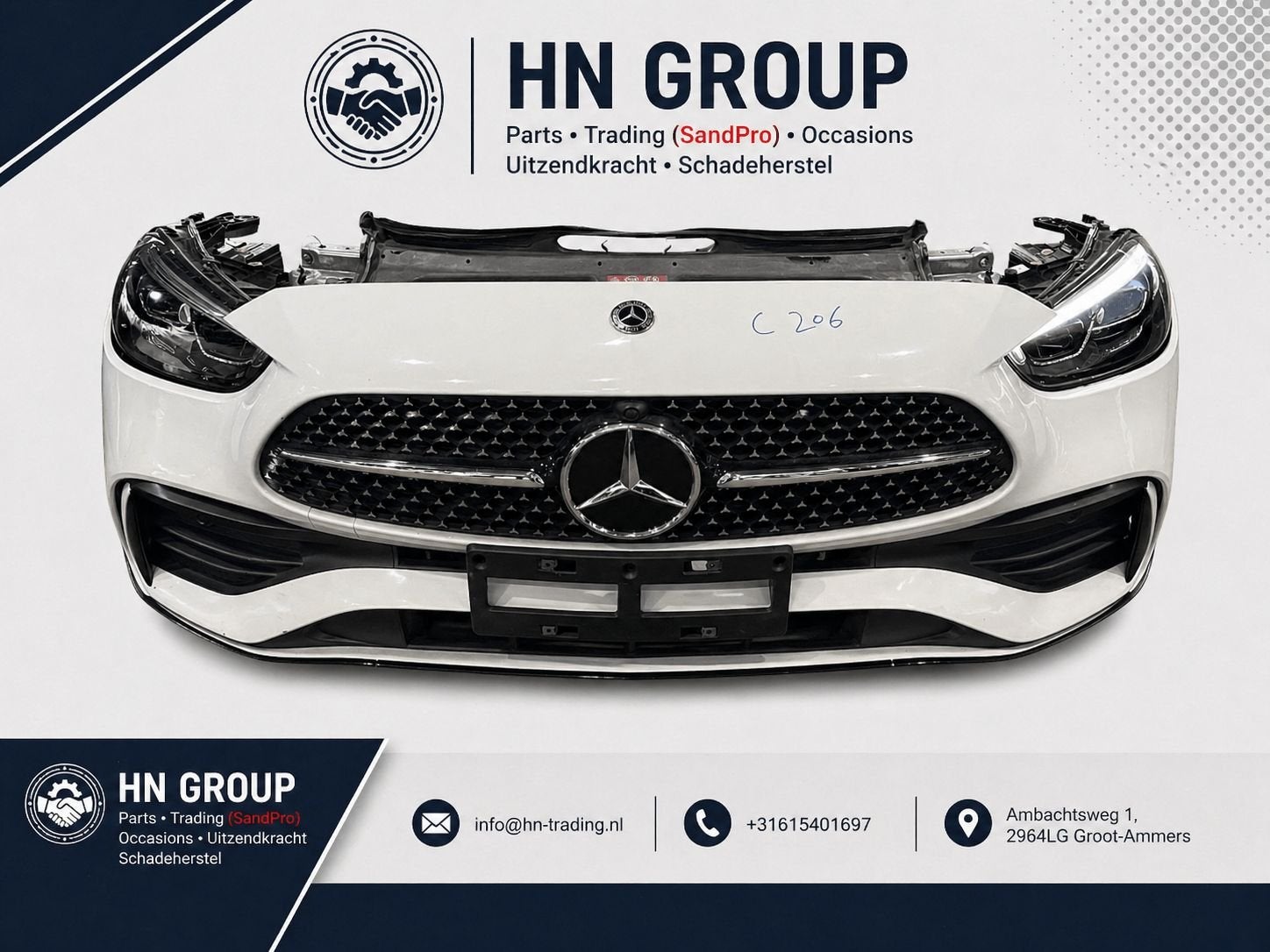Mercedes-Benz C Klasse Voorfront, Gebruikt, -, Ophalen of Verzenden, Bumper