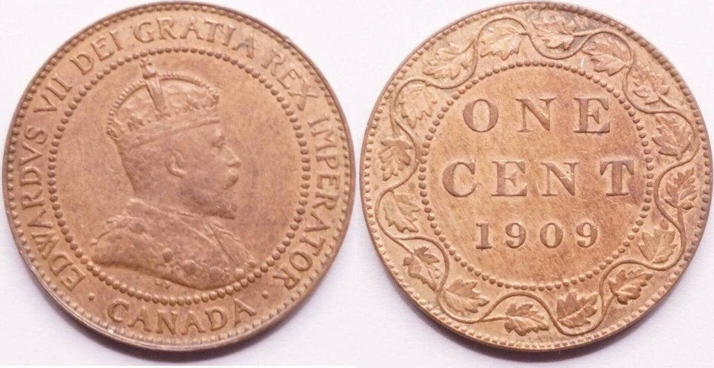 1 cent 1909, Canada, Edward VII, Ophalen of Verzenden, Noord-Amerika, Losse munt