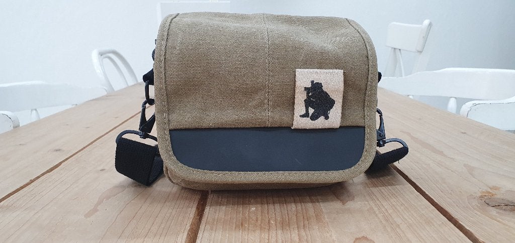 Fototas / cameratas / camera tas - Canvas schoudertas, Overige merken, Ophalen of Verzenden, Nvt, Beige