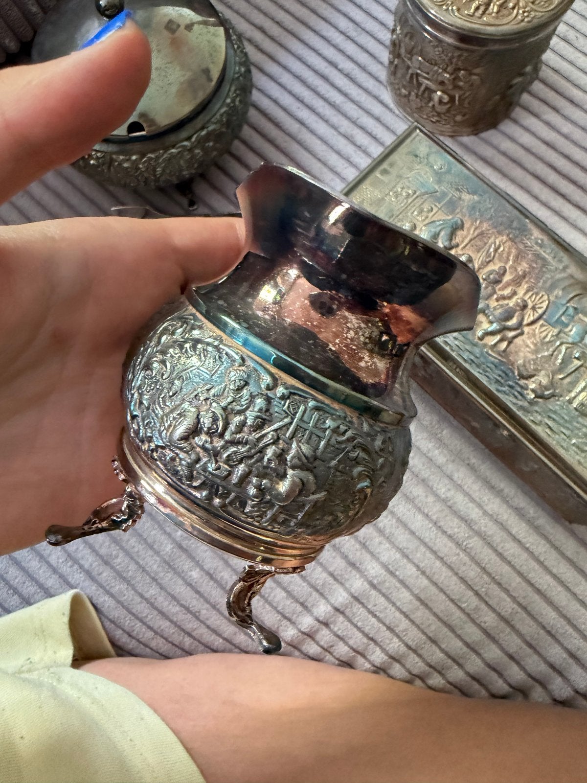 Douwe Egberts Verzameling: Zilverkleurige Koffie- en Theeacc, Antiek en Kunst, Ophalen of Verzenden, Zilver
