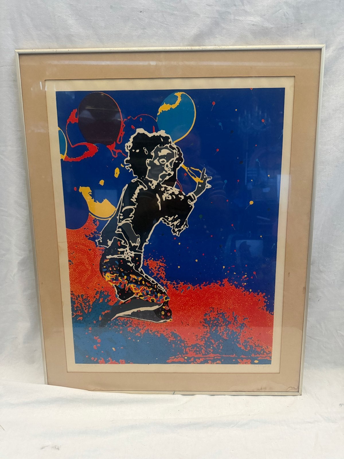 Kleurrijke zeefdruk van Scott Engel, gesigneerd '78, Gedateerd, Abstract, Portret of Personen, Ophalen of Verzenden