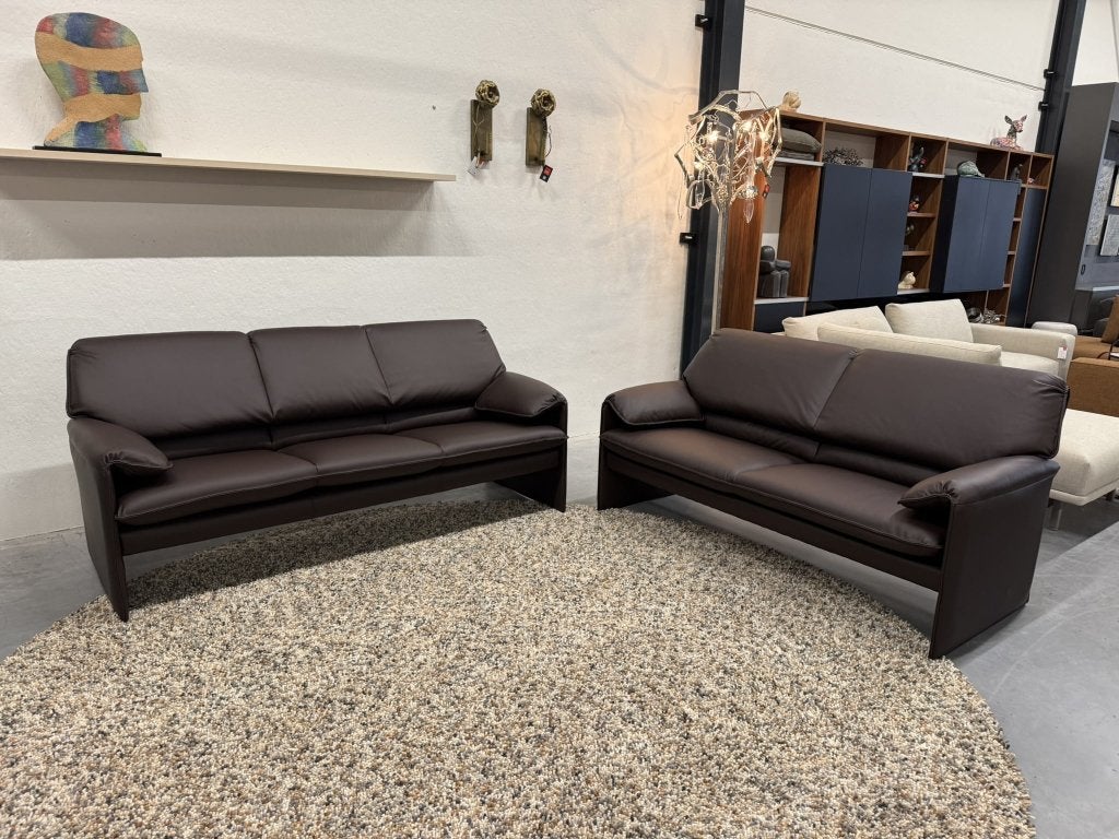 Nieuw Leolux Bora Beta Bank 3, 2,5 & 2 zits Bank bruin leer, Leolux, Info@leolux.nl, 150 tot 200 cm, Ophalen of Verzenden