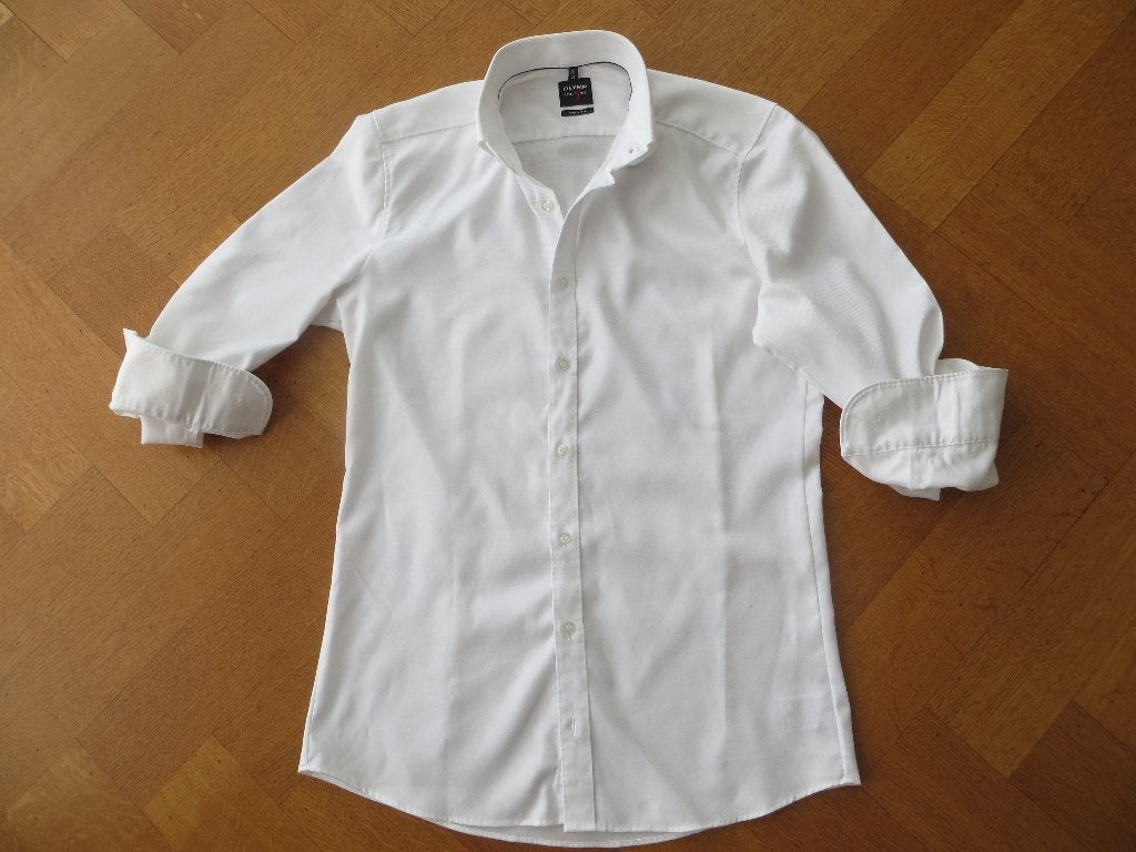 Blouse Wit "Olymp" Body Fit Katoen Elastolefin label Mt 38, Halswijdte 38 (S) of kleiner, Wit, Ophalen of Verzenden, Zo goed als nieuw